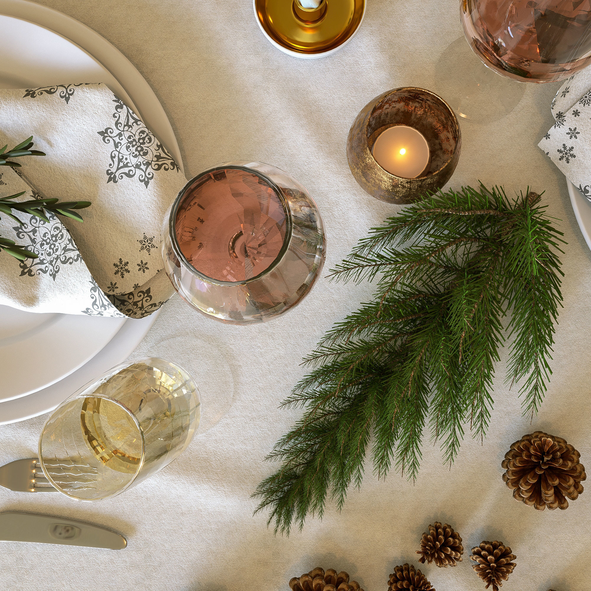 Christmas table setting 3D model_10