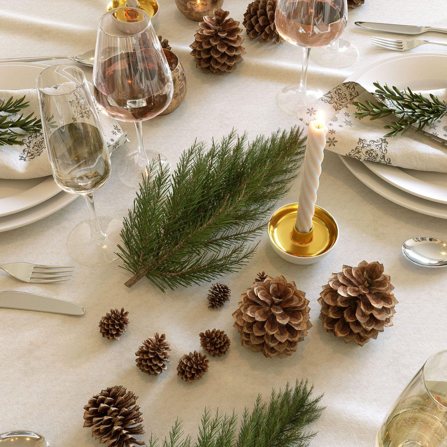 Christmas table setting 3D model_6