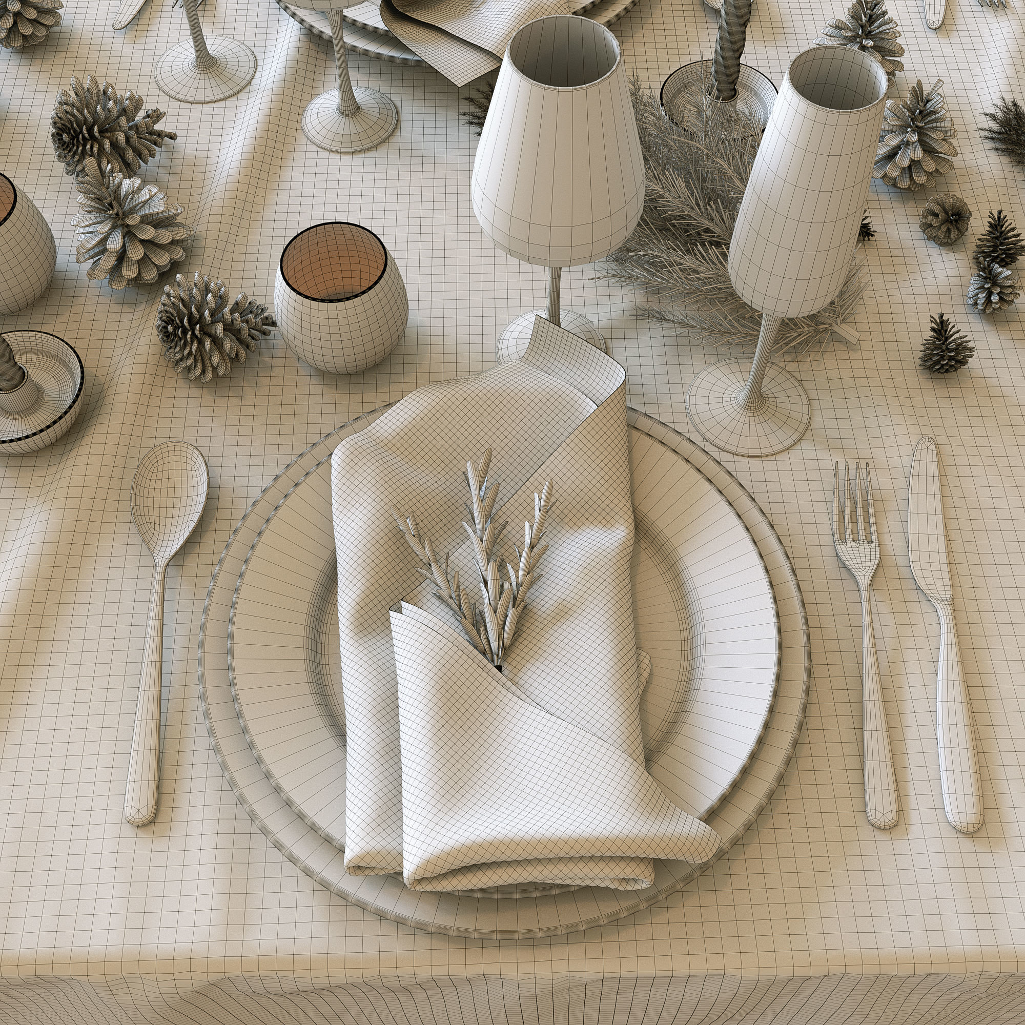 Christmas table setting 3D model_13