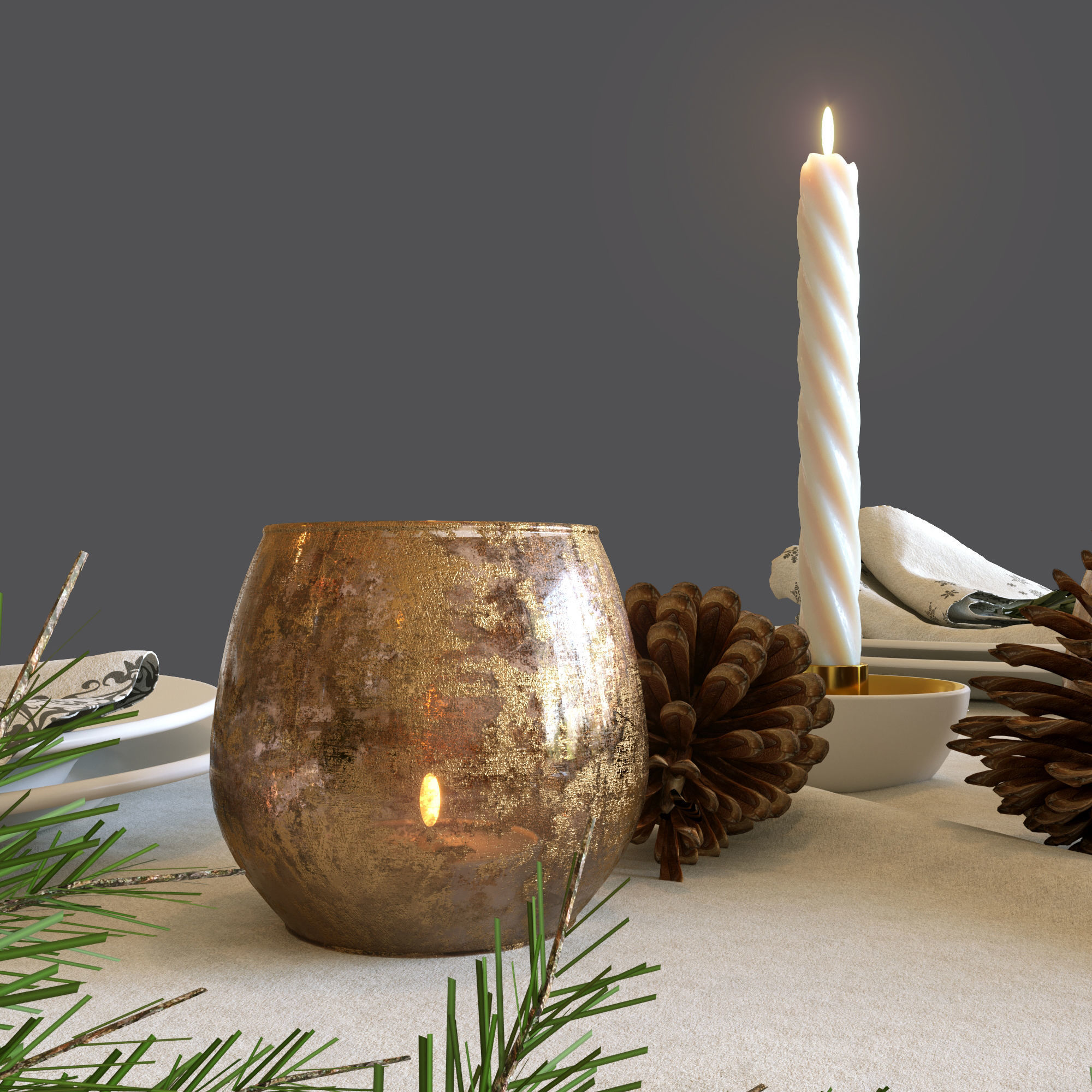 Christmas table setting 3D model_9