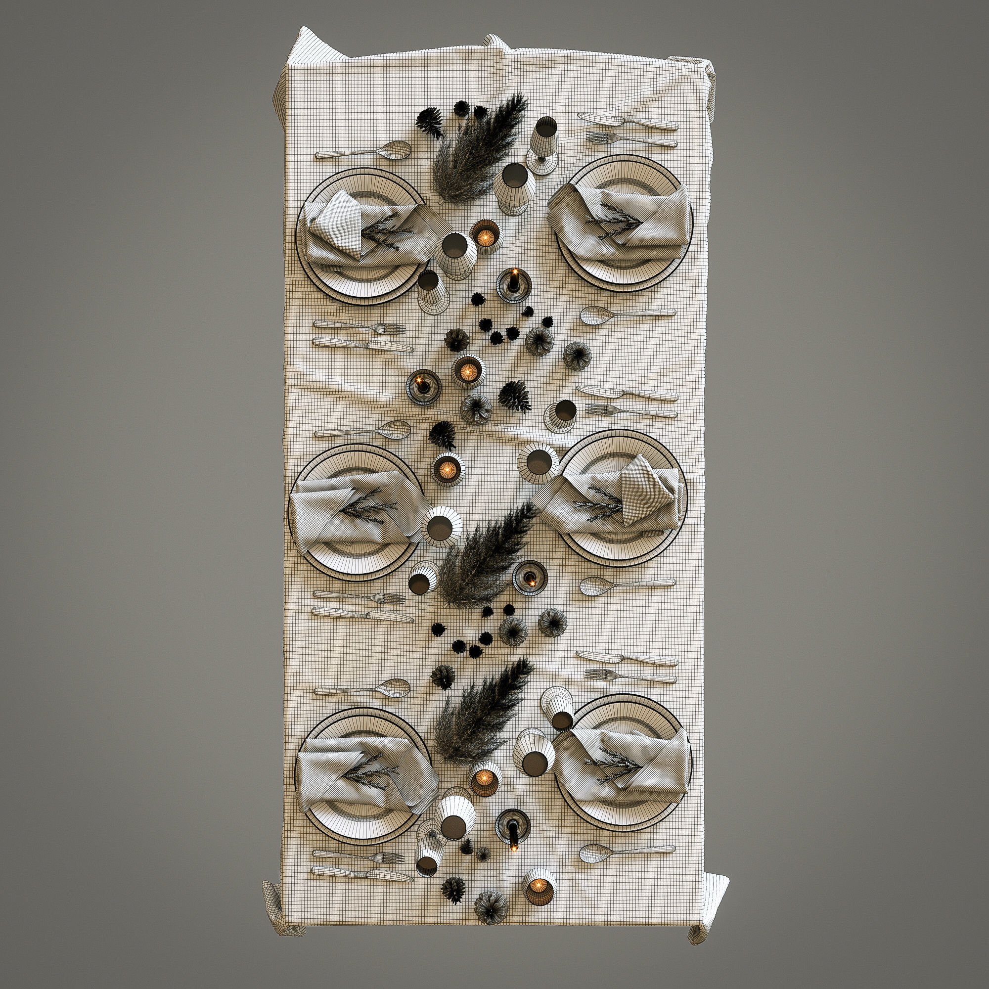 Christmas table setting 3D model_17
