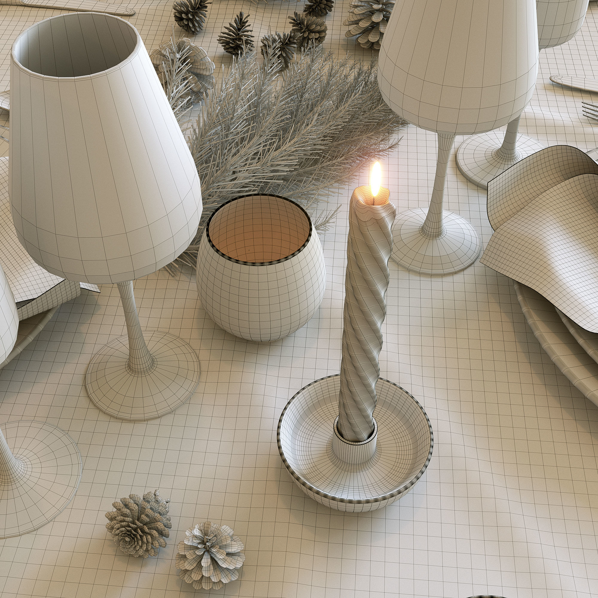 Christmas table setting 3D model_15