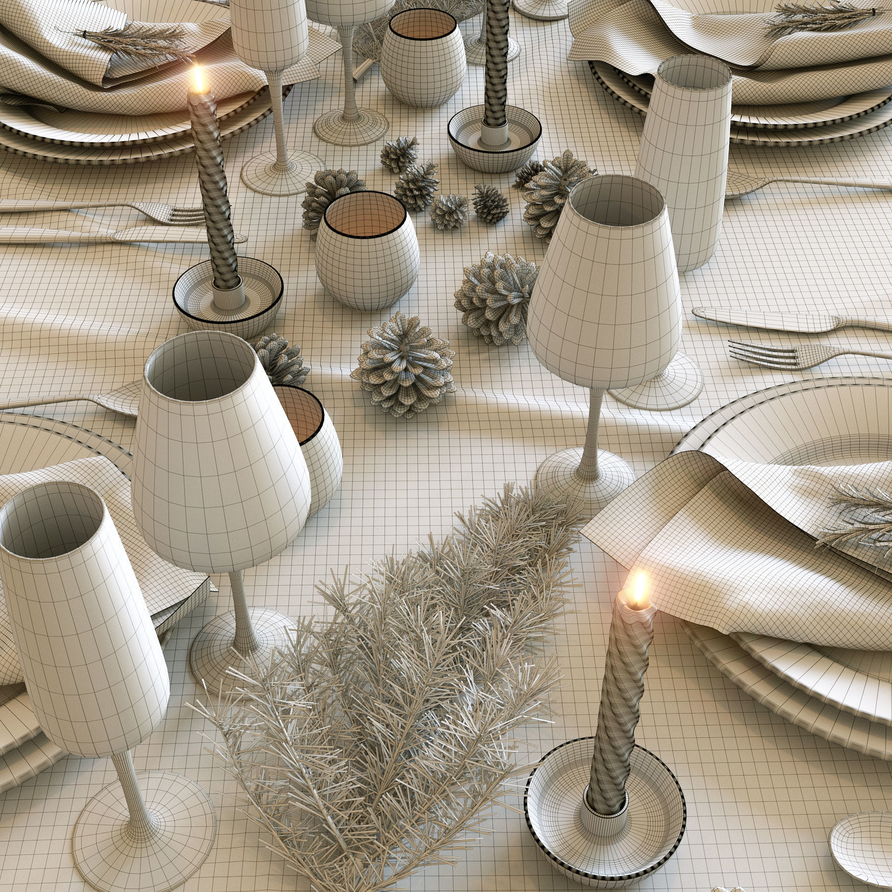 Christmas table setting 3D model_12