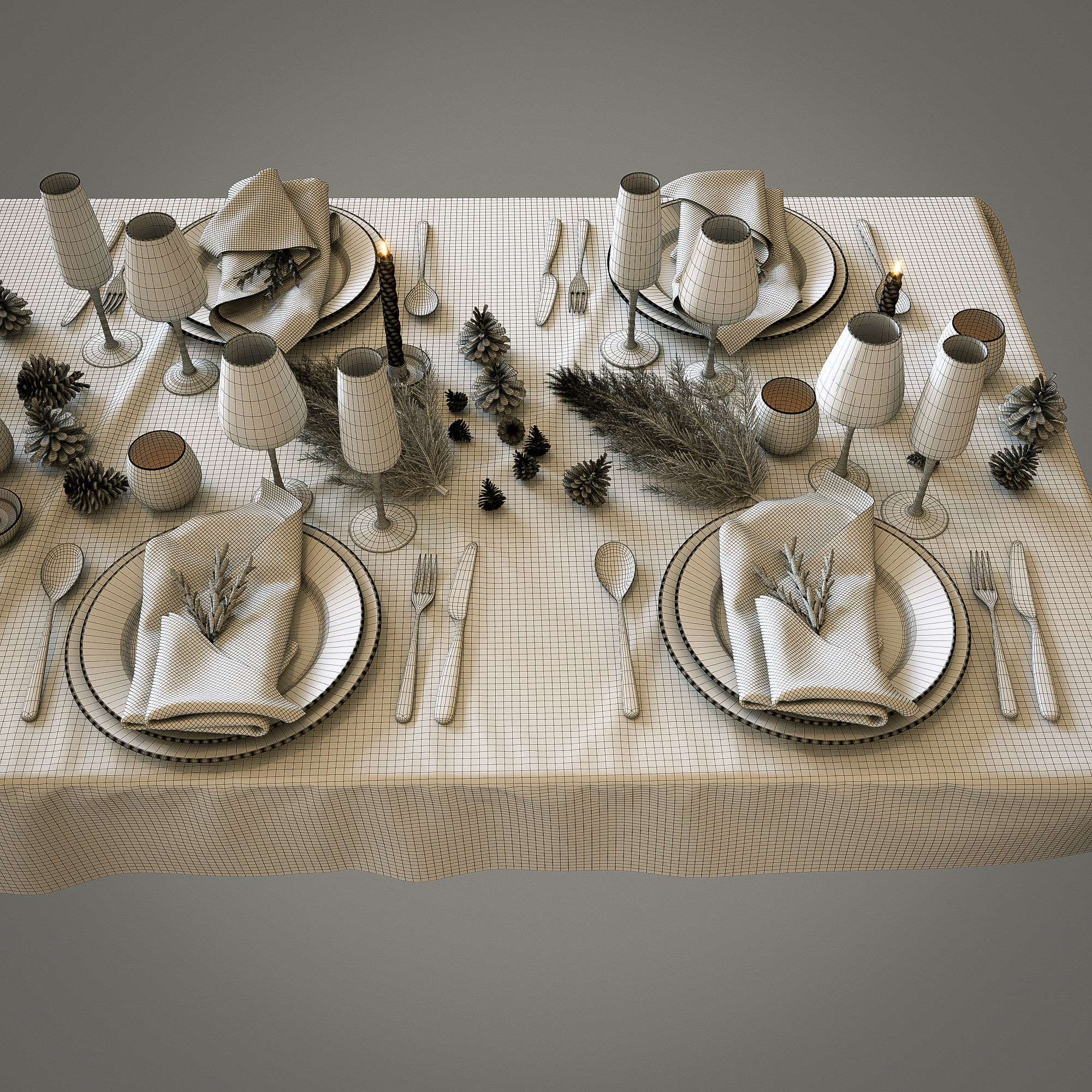 Christmas table setting 3D model_18