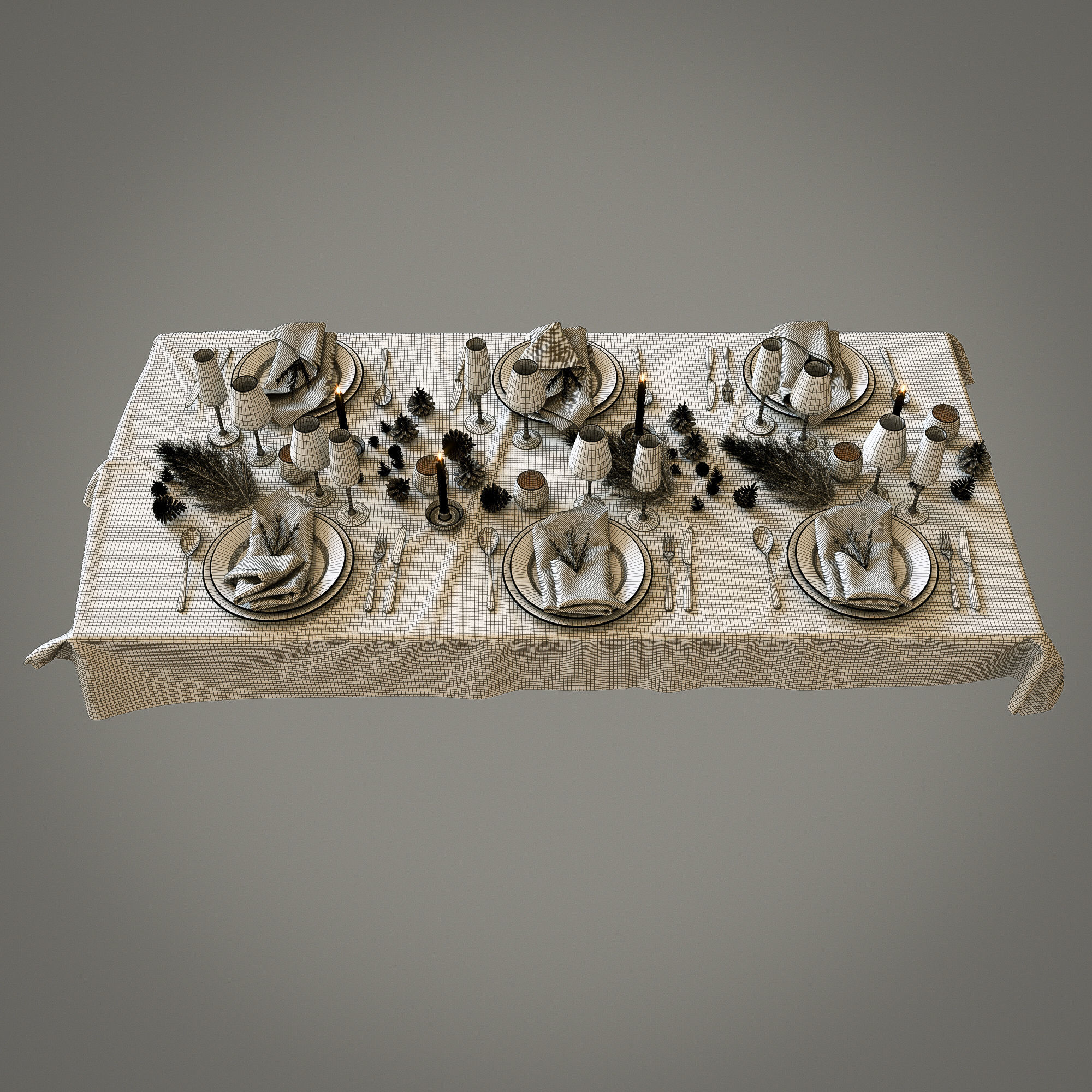Christmas table setting 3D model_20