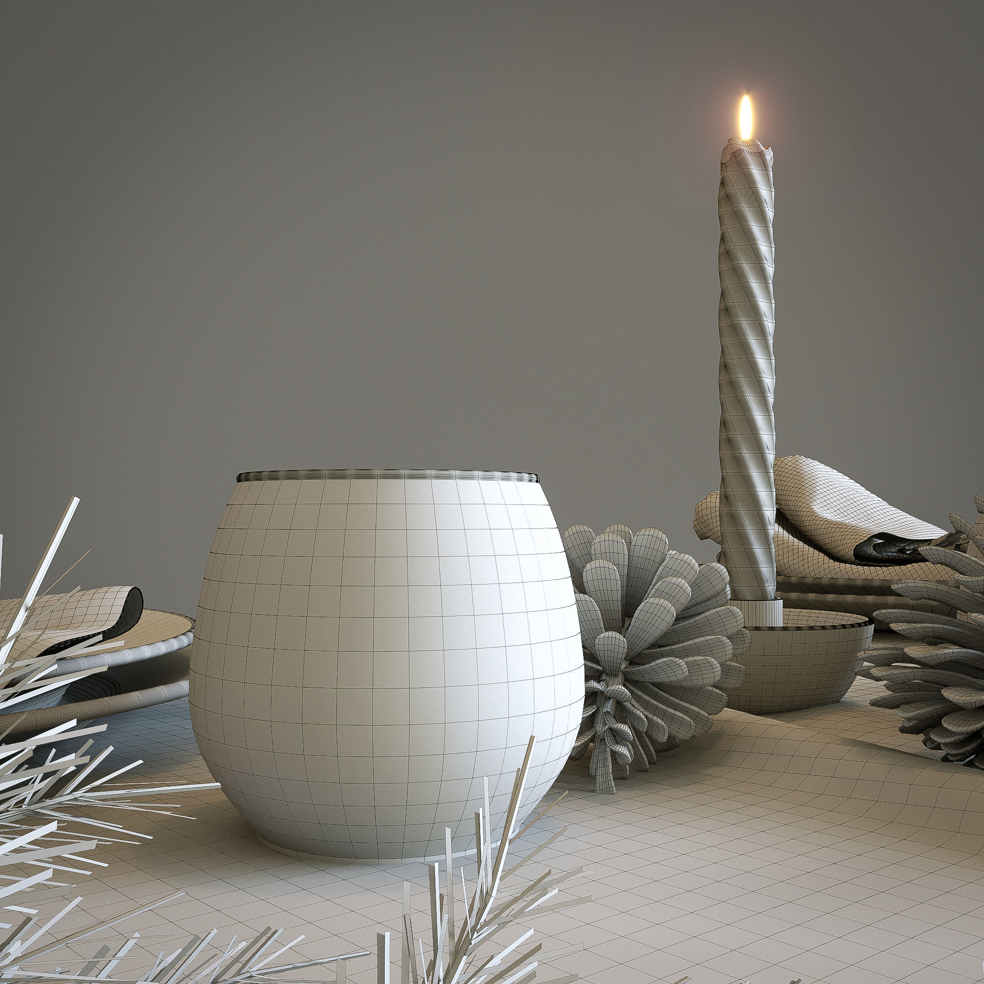Christmas table setting 3D model_16