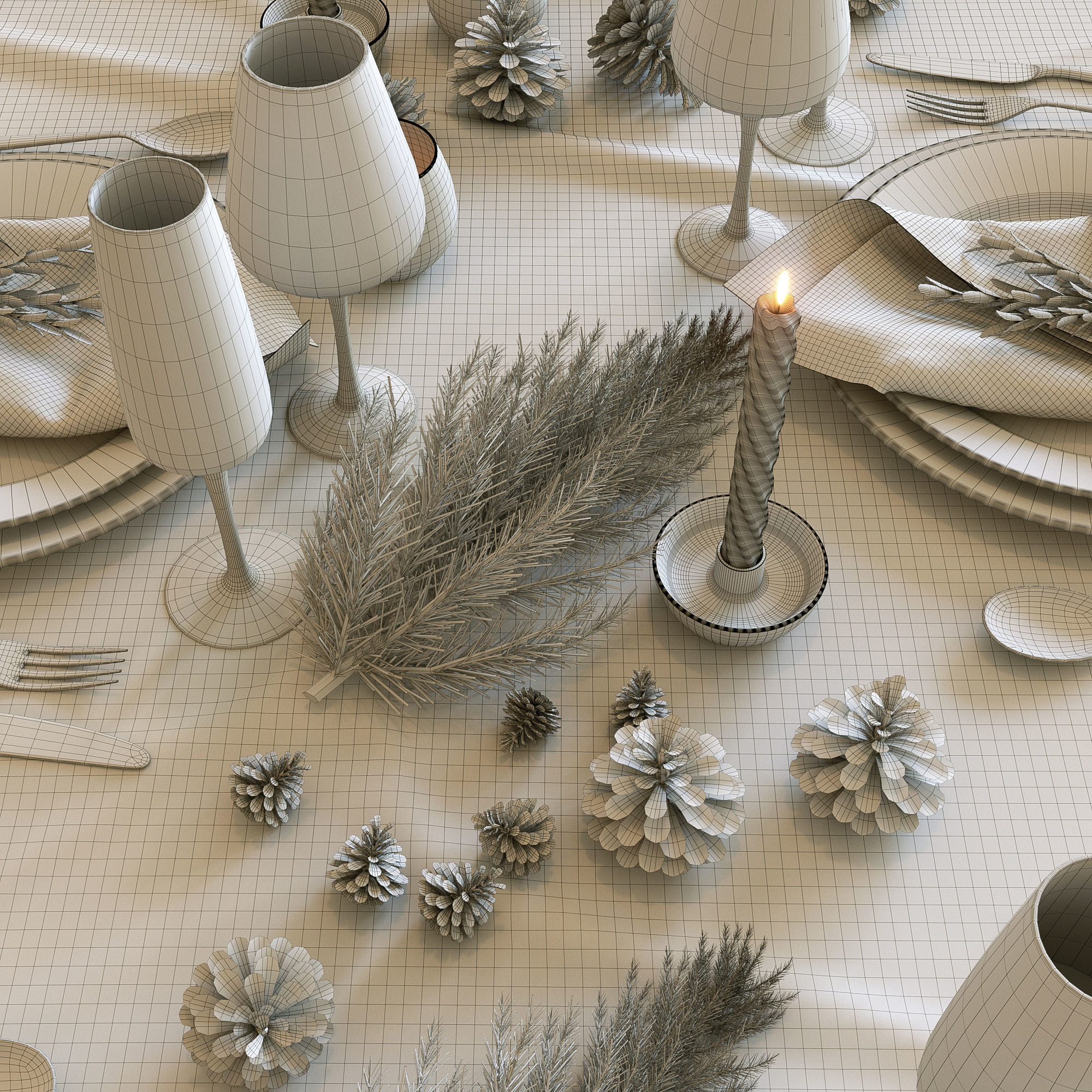 Christmas table setting 3D model_14