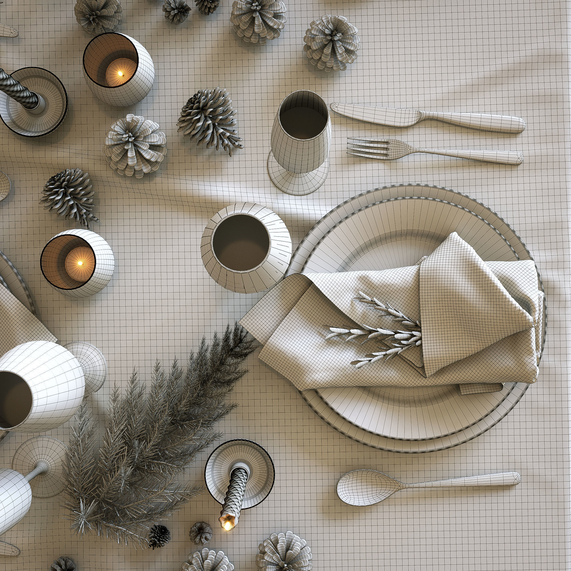 Christmas table setting 3D model_22