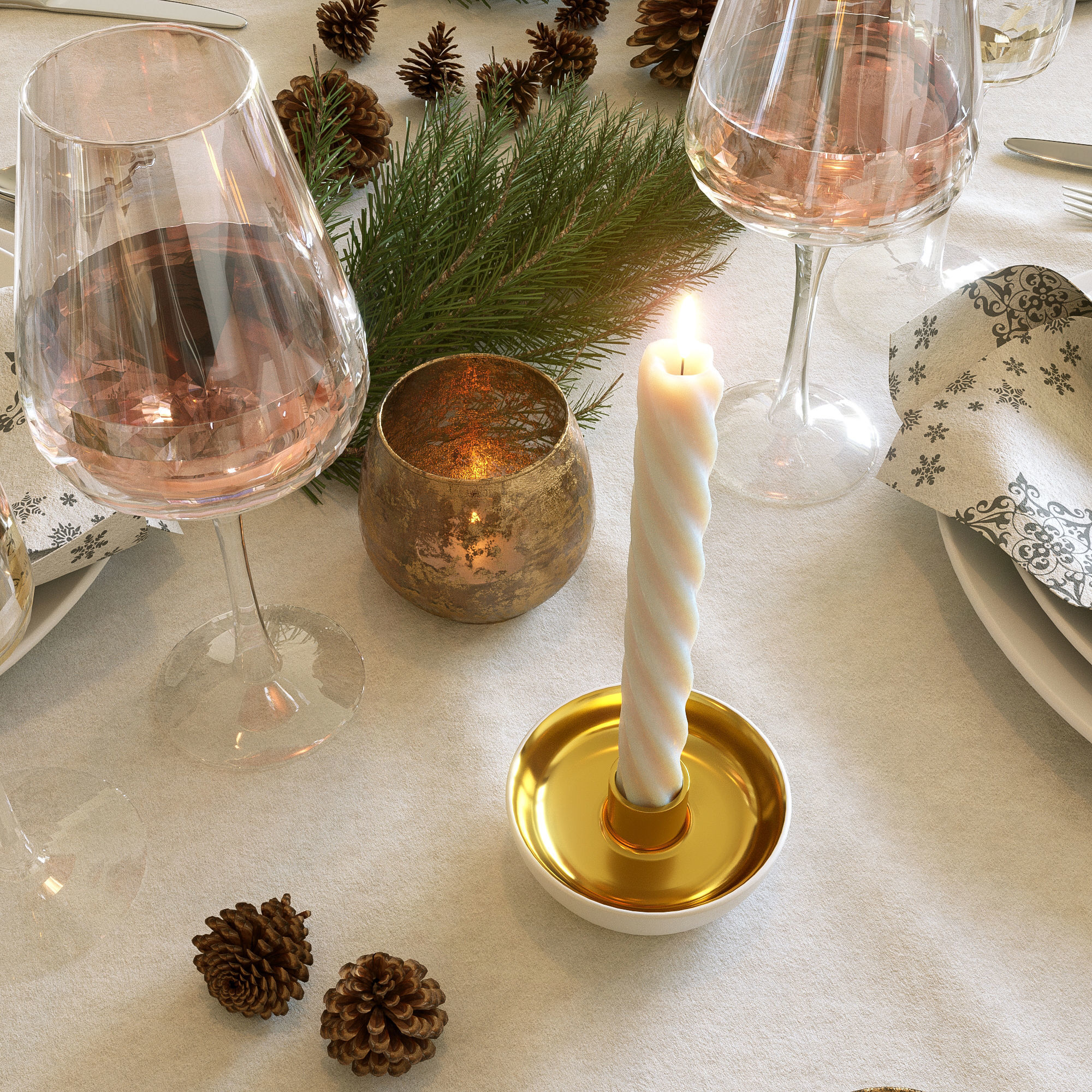 Christmas table setting 3D model_4
