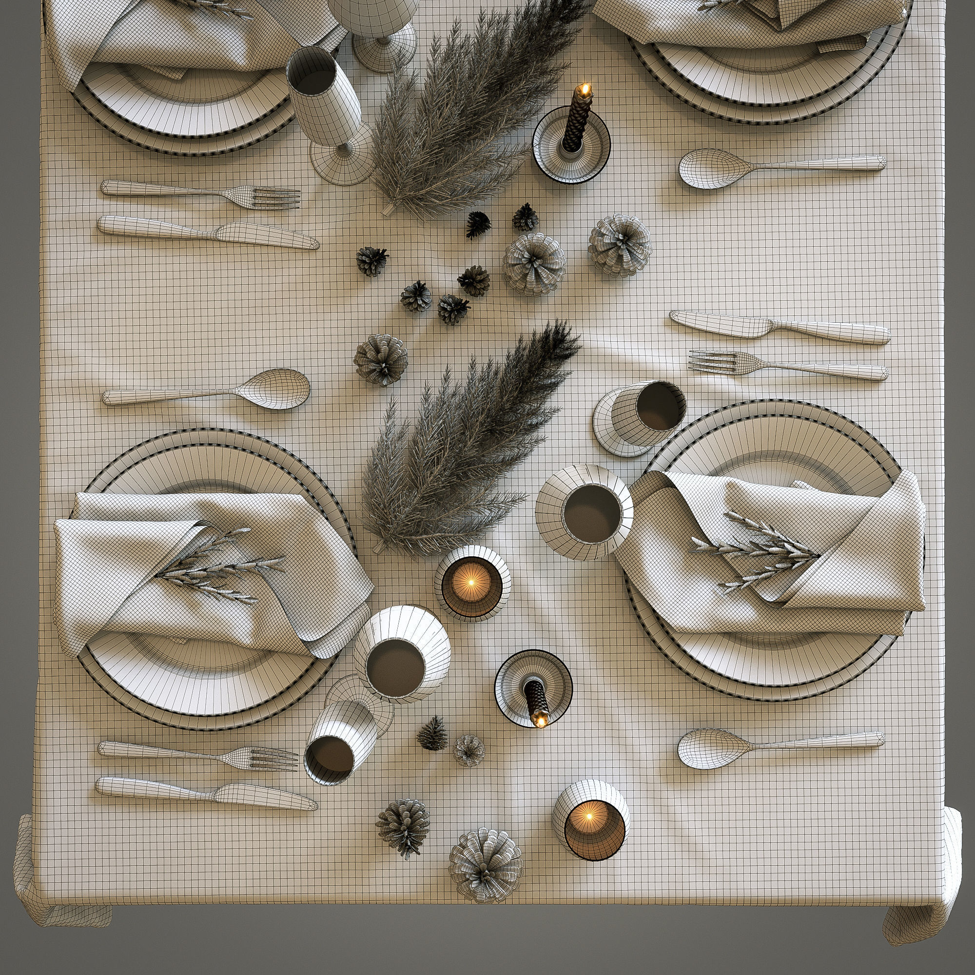 Christmas table setting 3D model_19