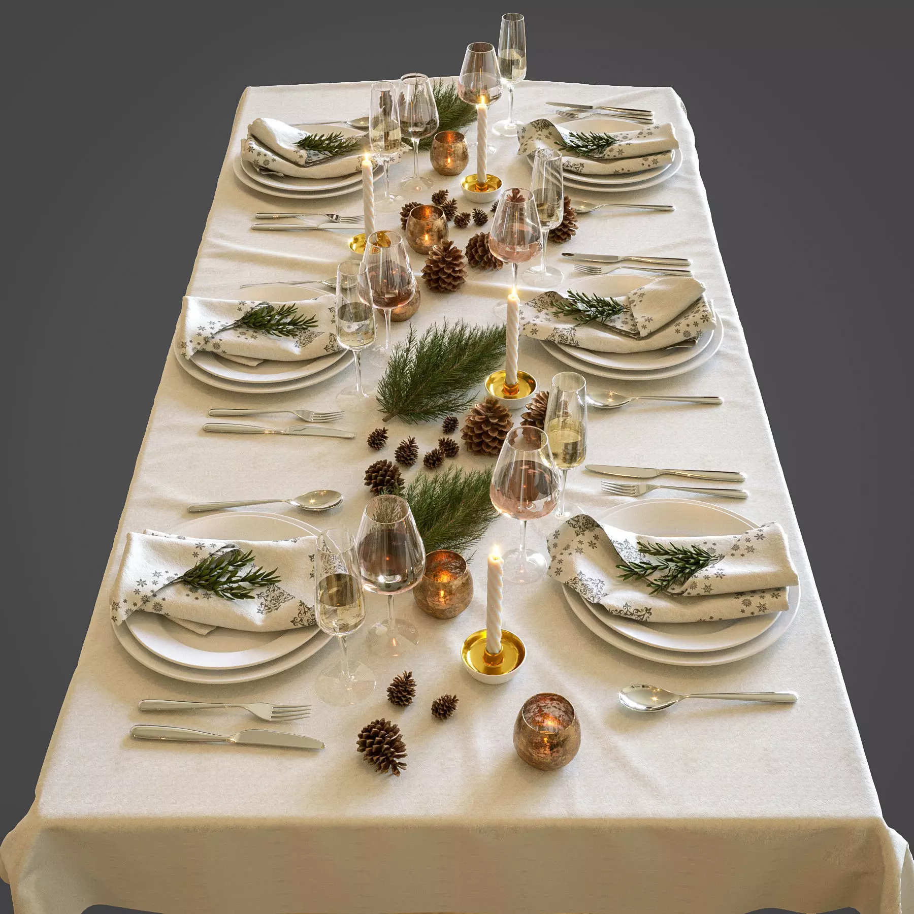 Christmas table setting 3D model_0
