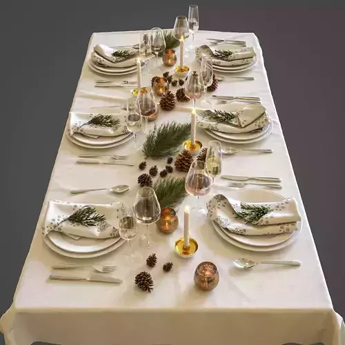 Christmas table setting 3D model