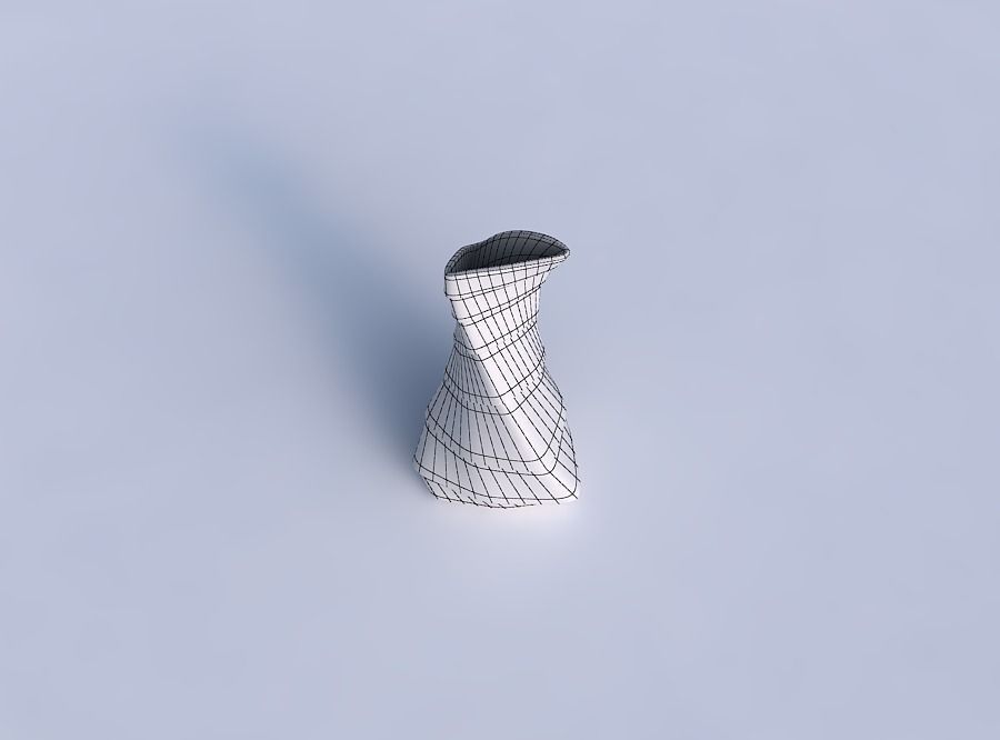 Vase twist puffy bent triangle with horizontal inverted layers 3D print model_6