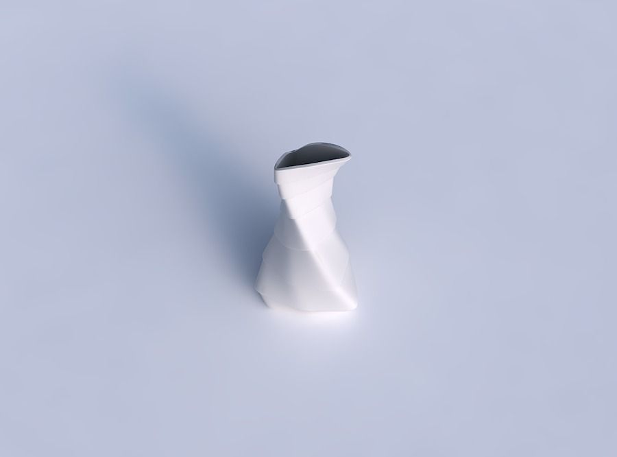 Vase twist puffy bent triangle with horizontal inverted layers 3D print model_1