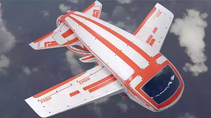 Futuristic airplane  Low-poly 3D model