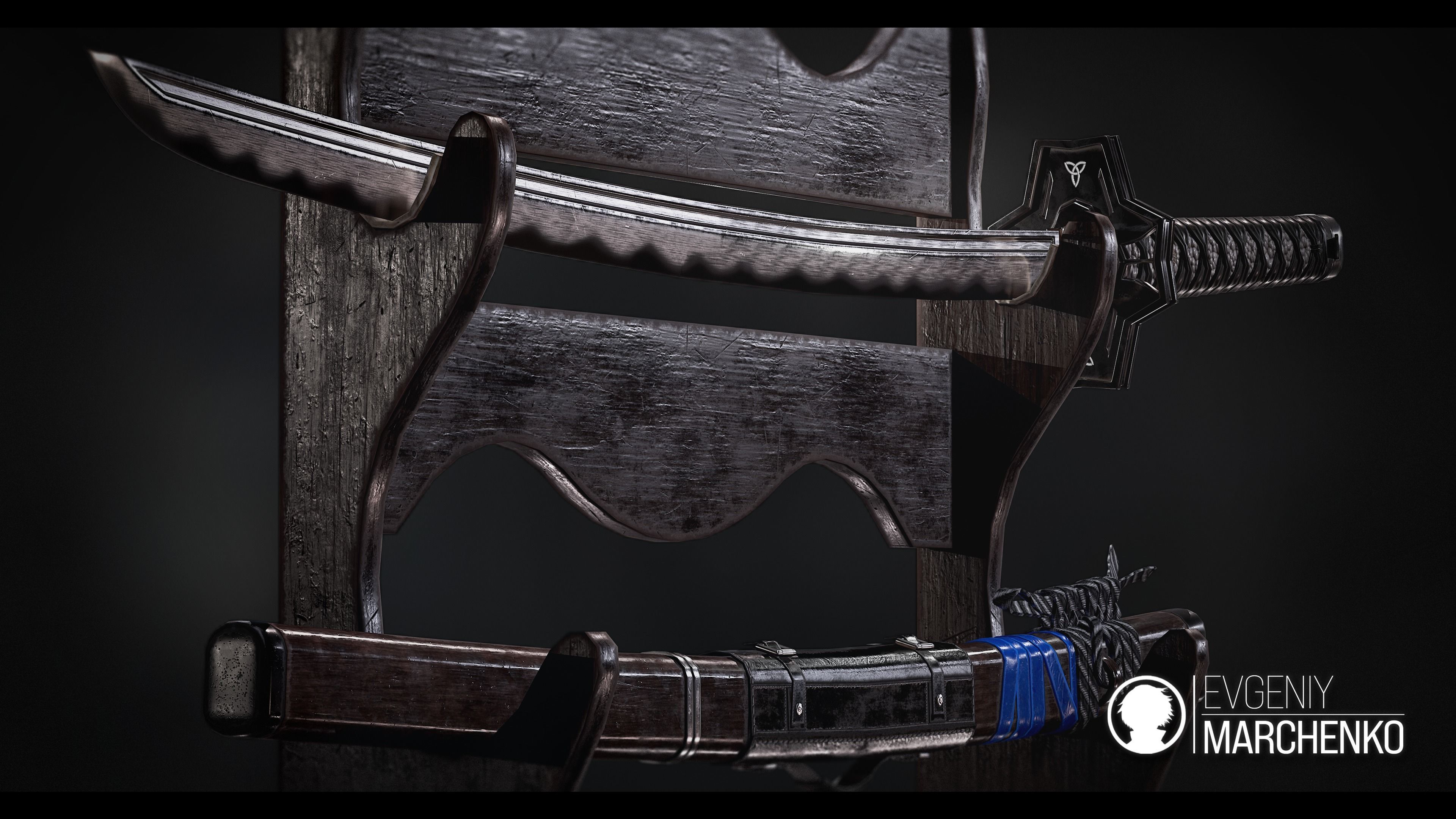 Katana - Game-Ready Model two samurai swords Low-poly 3D model_6