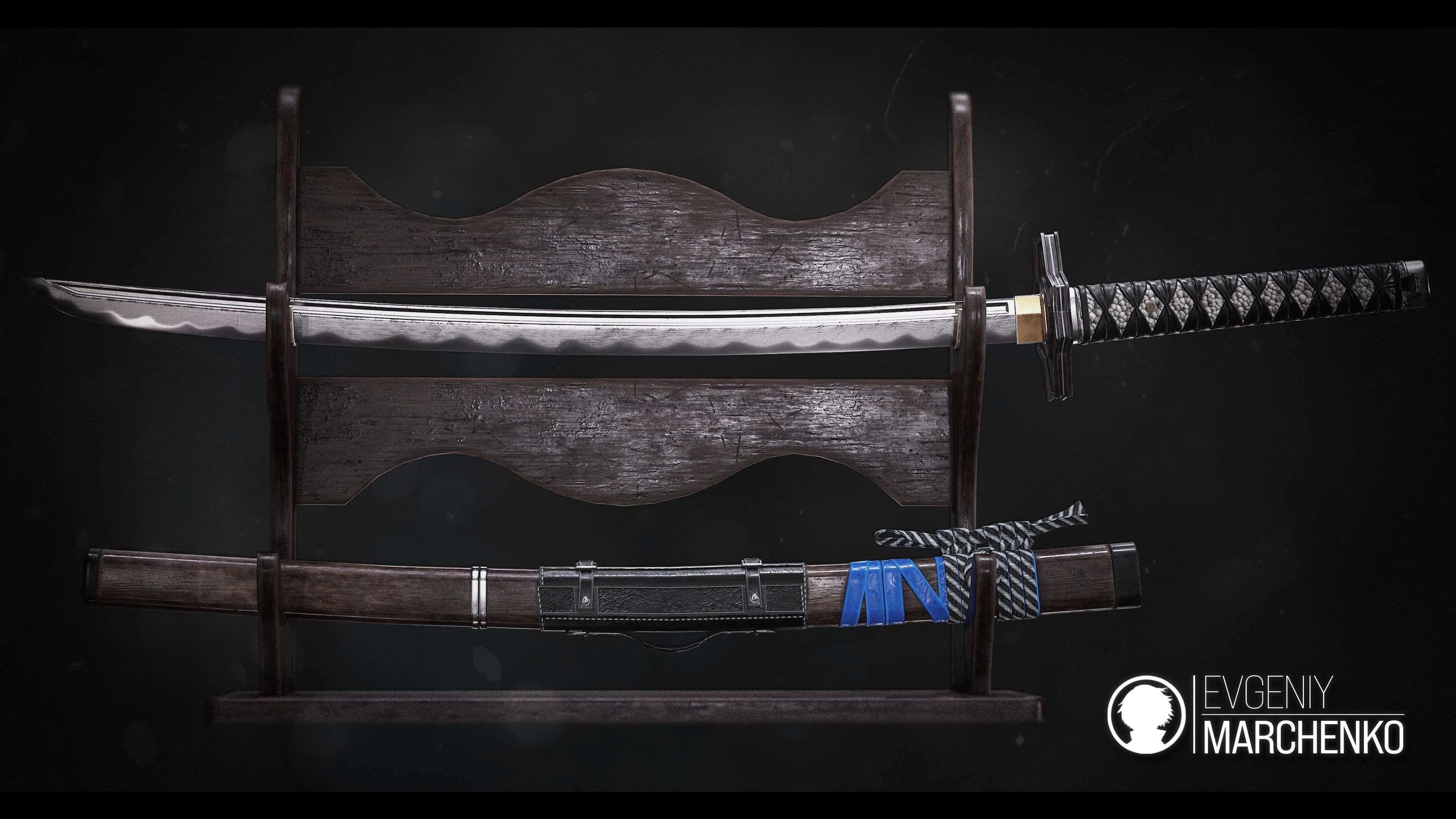 Katana - Game-Ready Model two samurai swords Low-poly 3D model_5