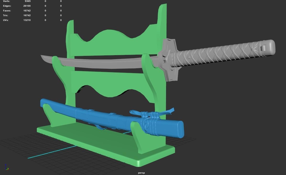Katana - Game-Ready Model two samurai swords Low-poly 3D model_12