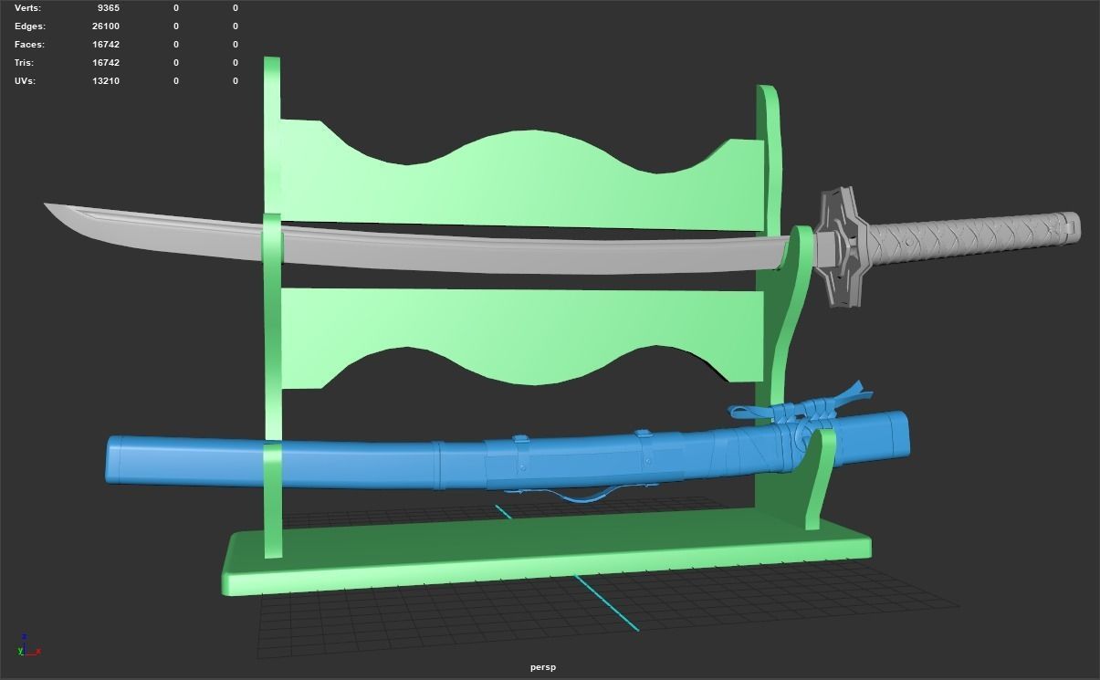 Katana - Game-Ready Model two samurai swords Low-poly 3D model_13