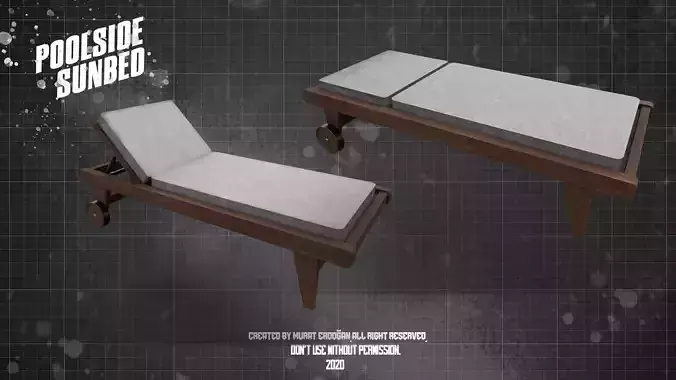 Sunbed Solseng PBR 3D Model Low-poly 3D model