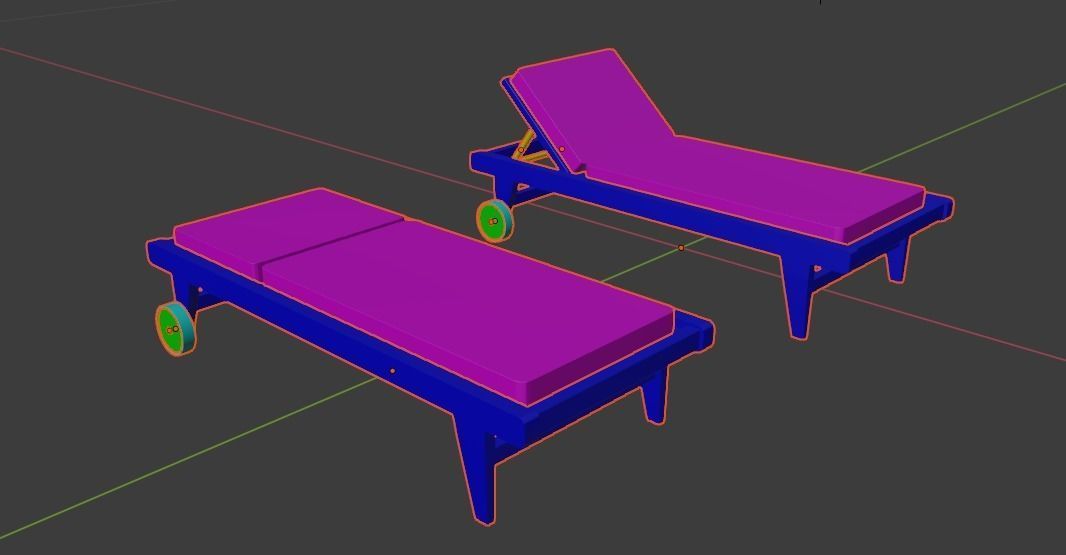 Sunbed Solseng PBR 3D Model Low-poly 3D model_7