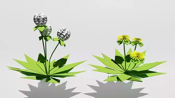 Origami Floating Dandelion and Dandelion Flower