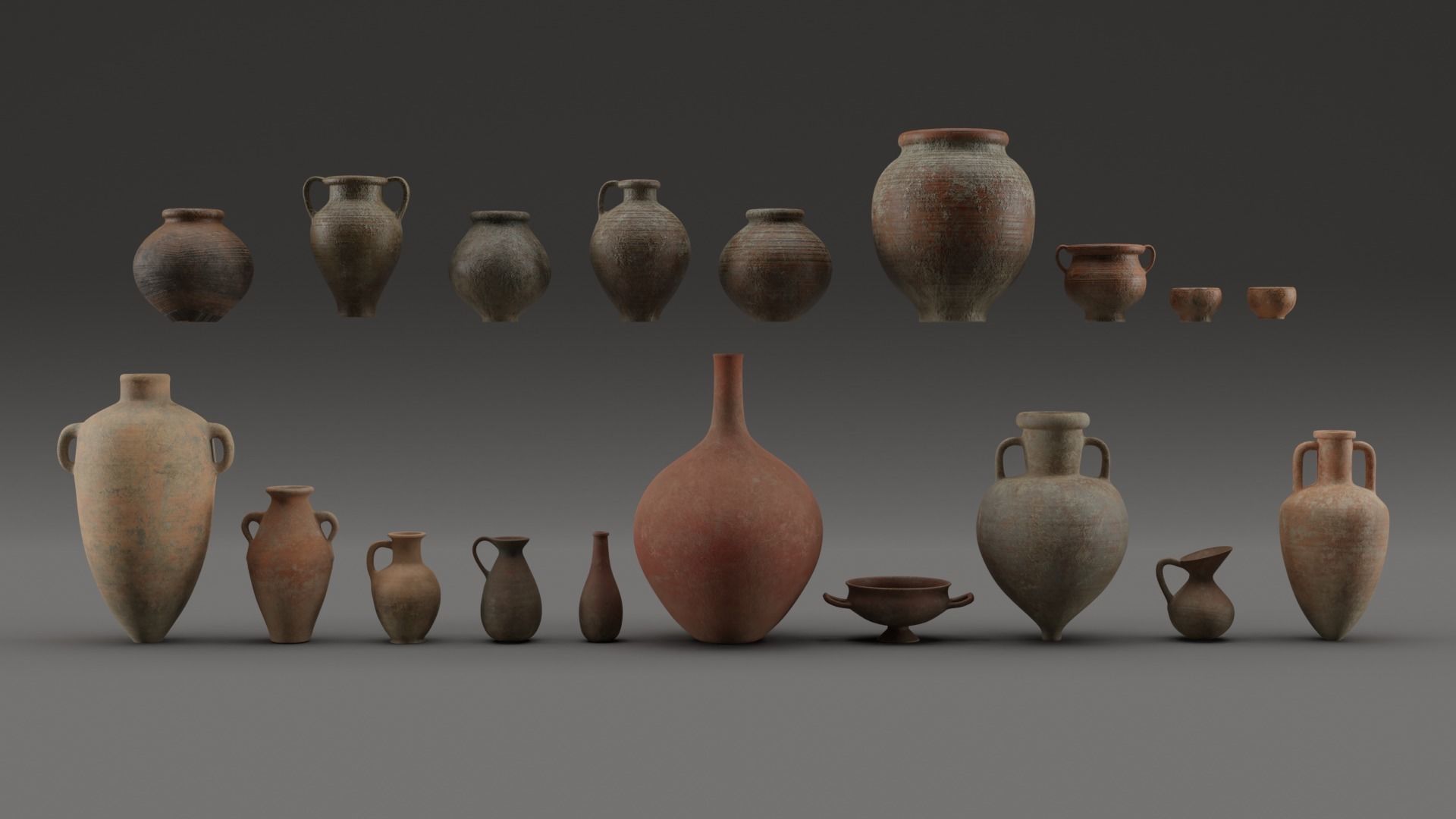 Clay Pots and Jugs Collection  Low-poly 3D model_3