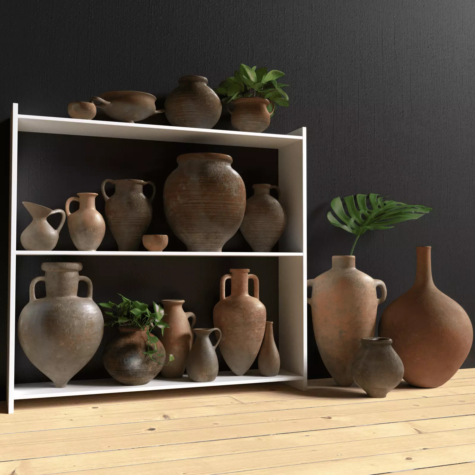 Clay Pots and Jugs Collection  Low-poly 3D model_0
