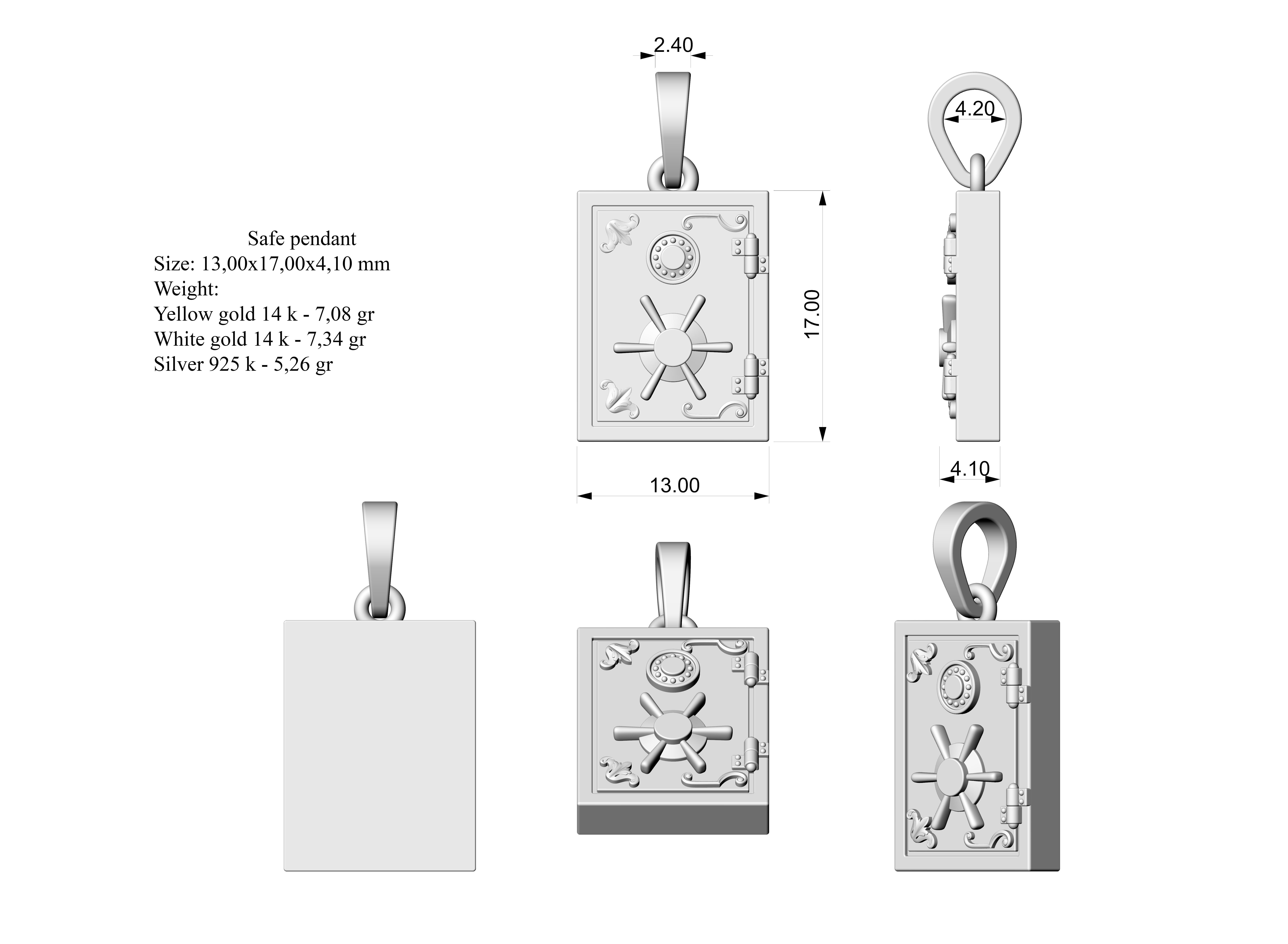 Safe pendant 3D print model_6