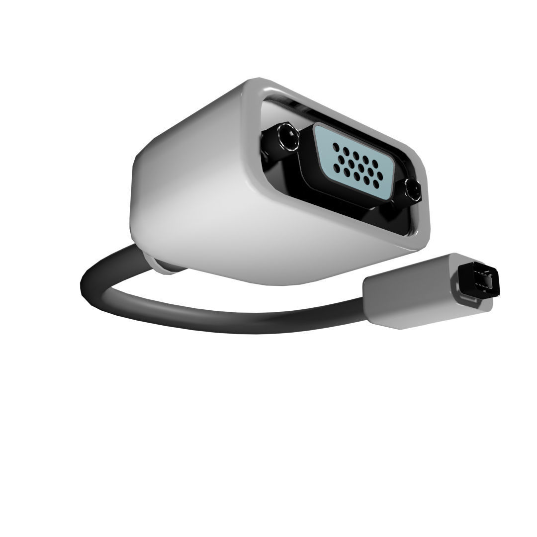 Mini DVI to VGA obsolete adapter from 2007 Low-poly 3D model_3