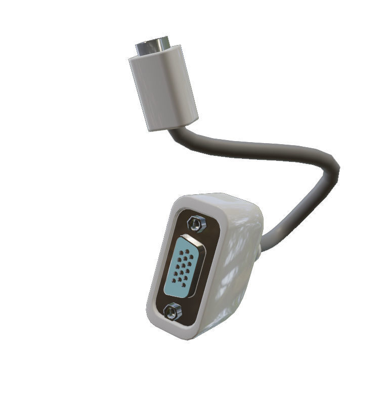 Mini DVI to VGA obsolete adapter from 2007 Low-poly 3D model_7