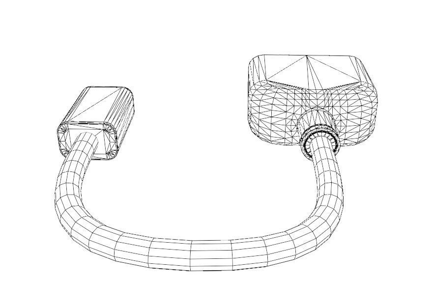 Mini DVI to VGA obsolete adapter from 2007 Low-poly 3D model_9