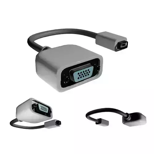 Mini DVI to VGA obsolete adapter from 2007 Low-poly 3D model