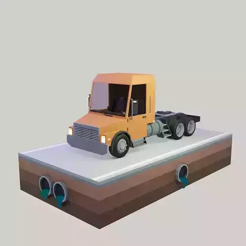 Low poly truck orange