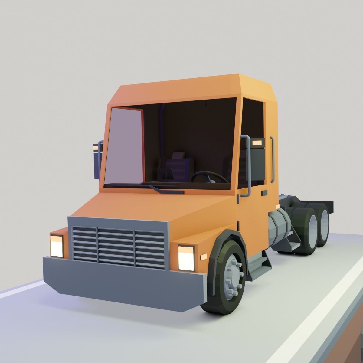 Low poly truck orange Low-poly 3D model_5