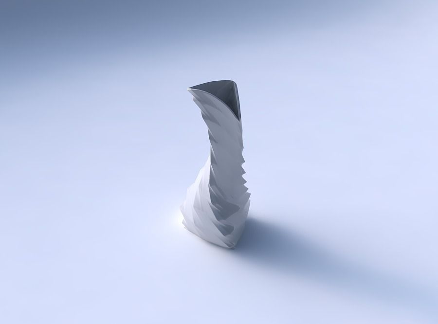 Vase twist puffy bent triangle with secions and twisted lines 3D print model_3