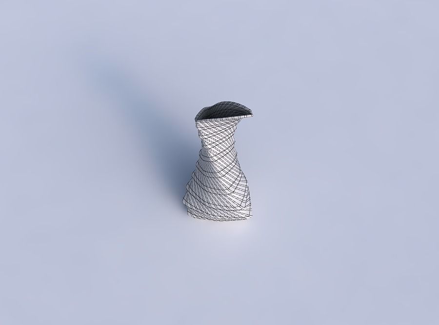Vase twist puffy bent triangle with secions and twisted lines 3D print model_6
