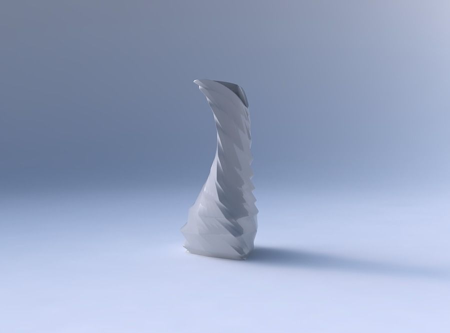 Vase twist puffy bent triangle with secions and twisted lines 3D print model_4
