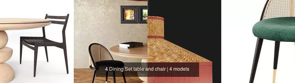 4 Dining Set table and chair 3D Model Collection_0