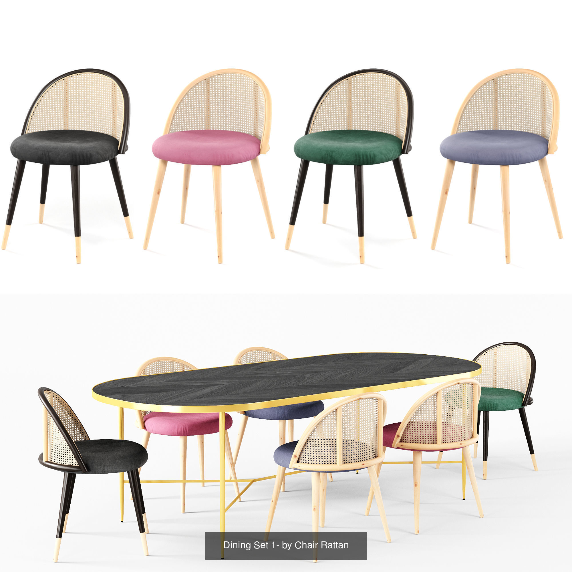 4 Dining Set table and chair 3D Model Collection_2