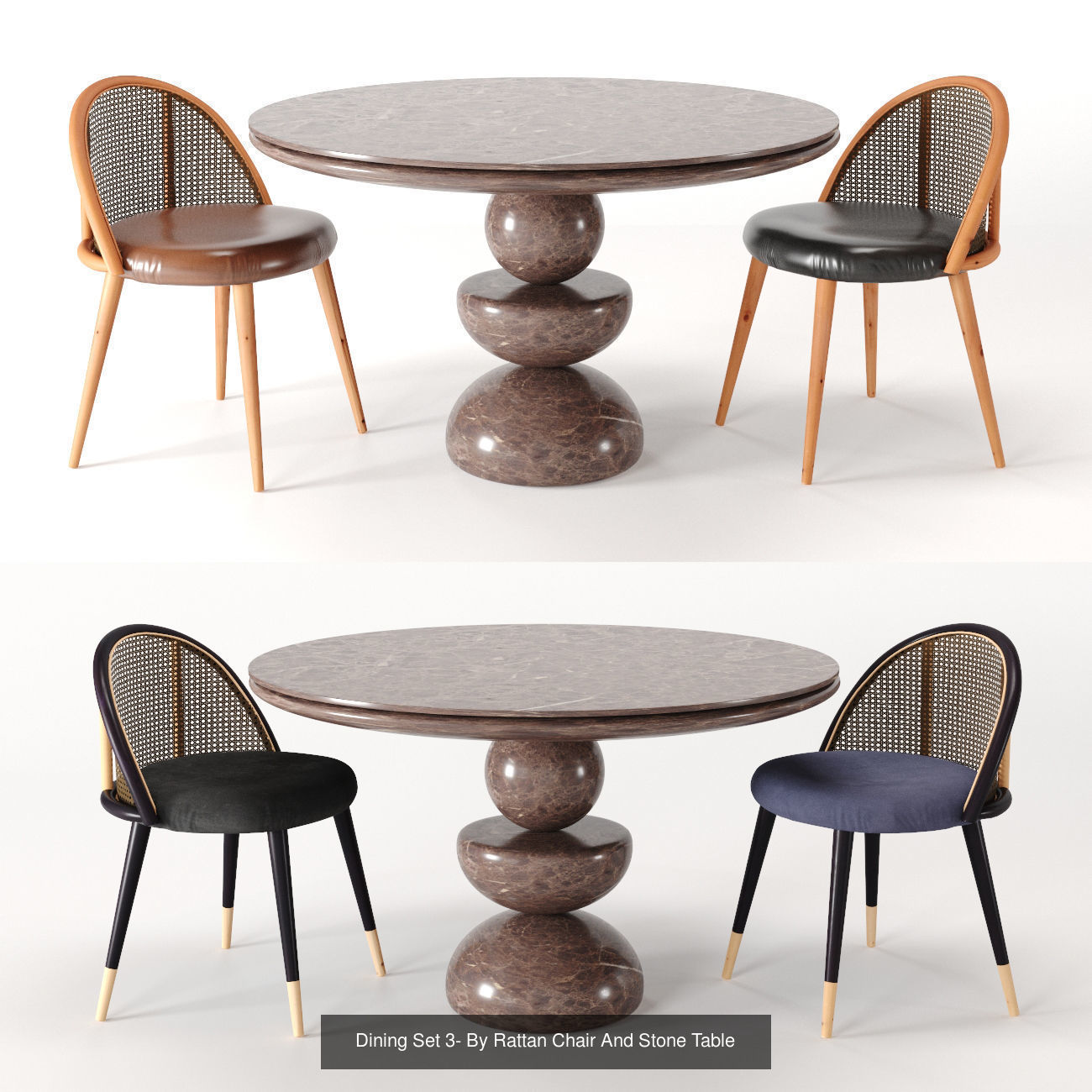 4 Dining Set table and chair 3D Model Collection_5