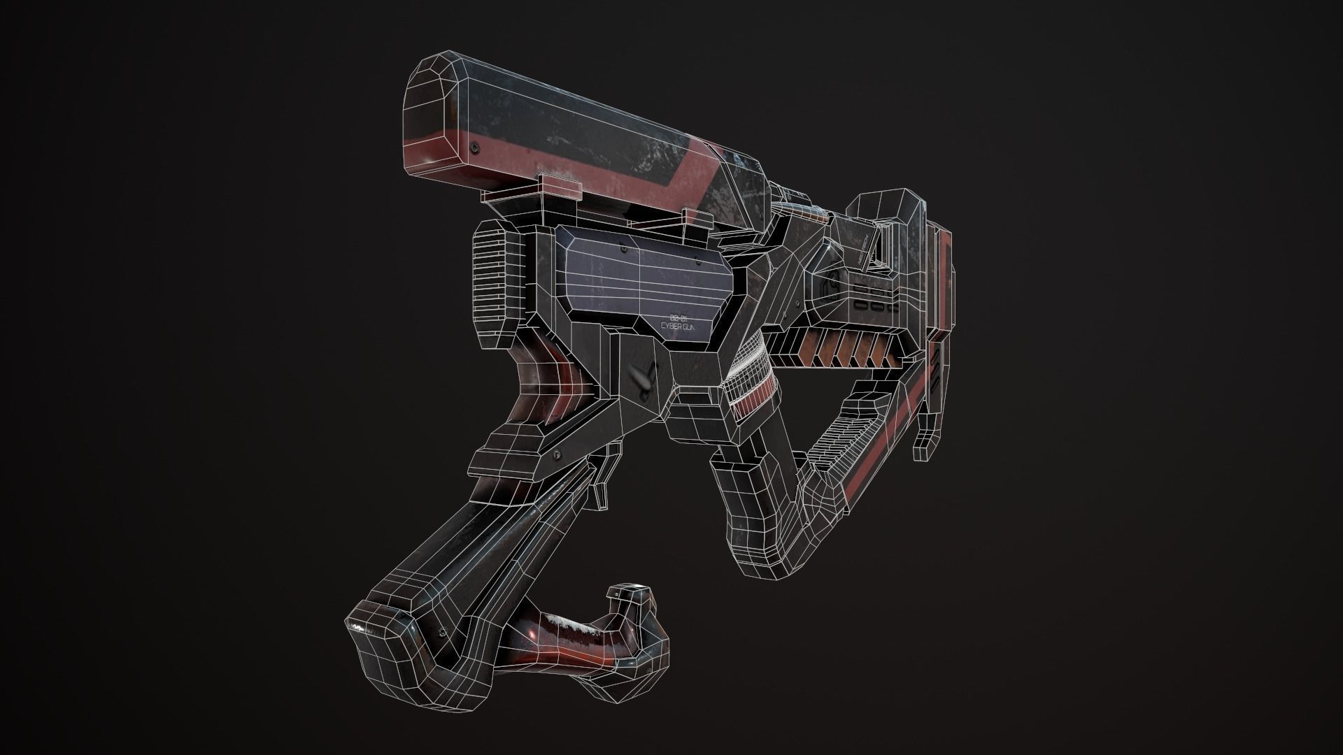 Sci-Fi Weapon - Cyber gun Low-poly 3D model_8