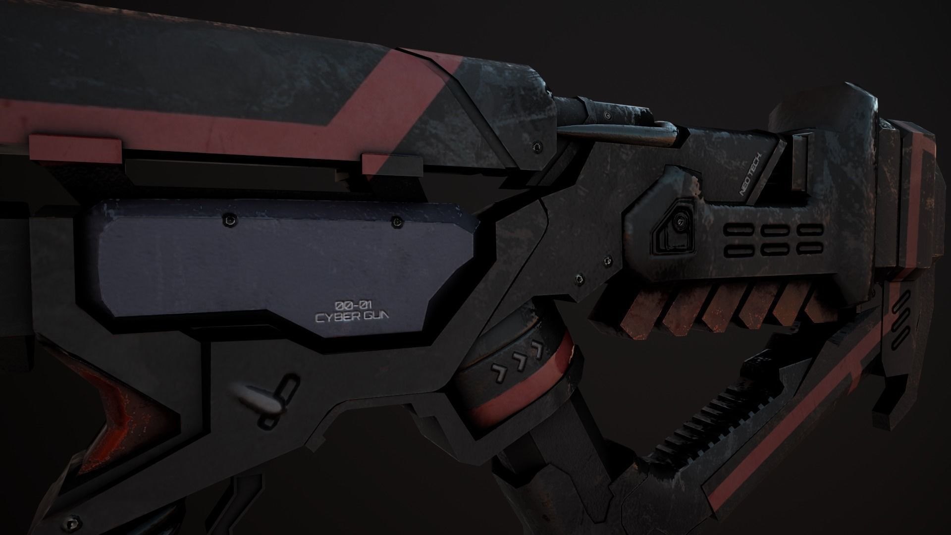 Sci-Fi Weapon - Cyber gun Low-poly 3D model_10
