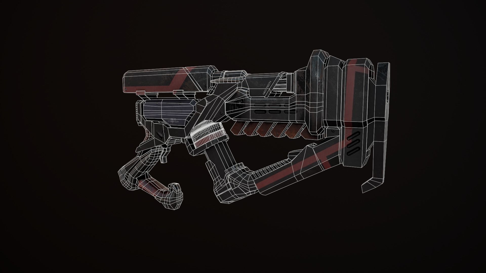Sci-Fi Weapon - Cyber gun Low-poly 3D model_6
