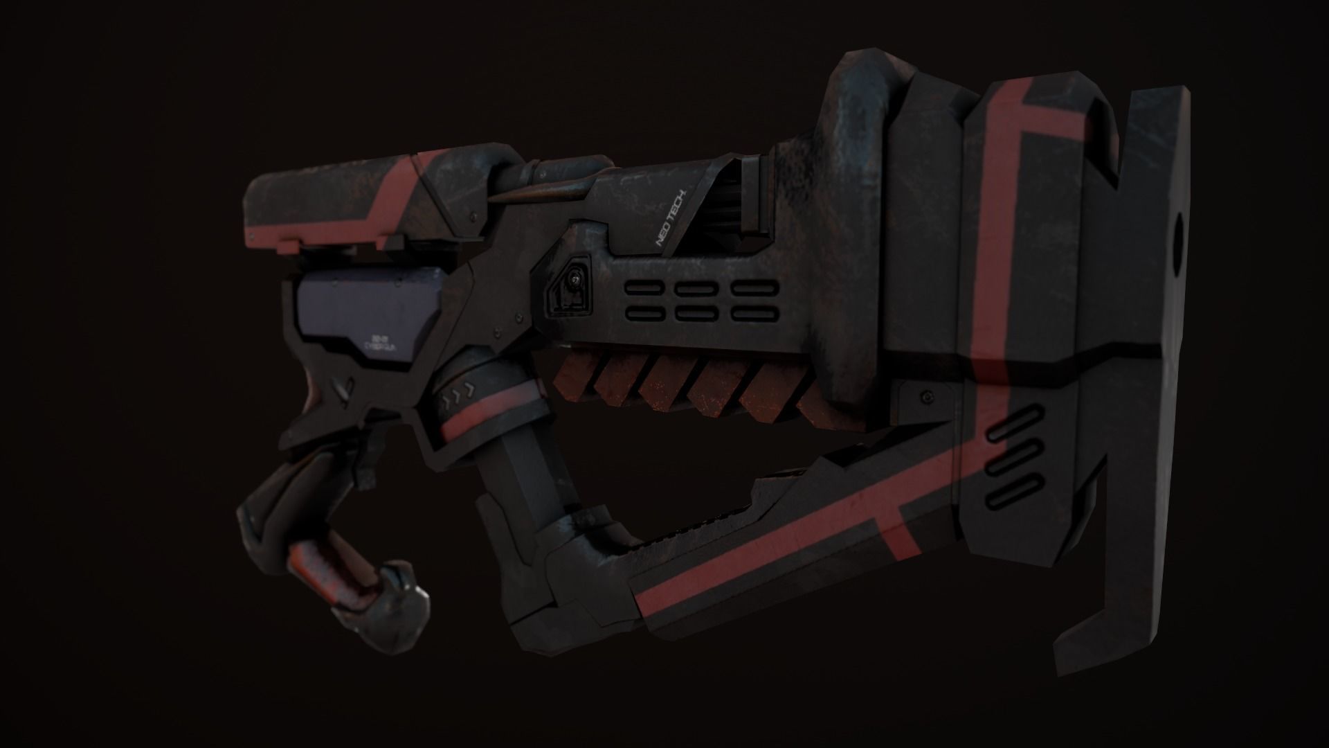 Sci-Fi Weapon - Cyber gun Low-poly 3D model_3