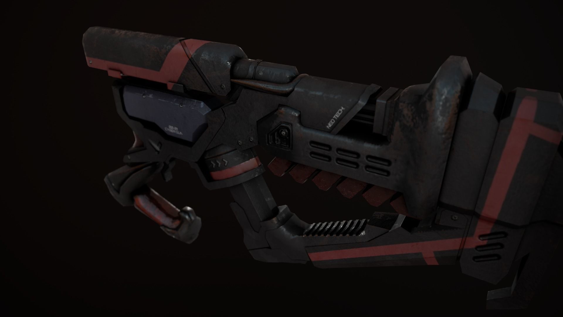 Sci-Fi Weapon - Cyber gun Low-poly 3D model_4