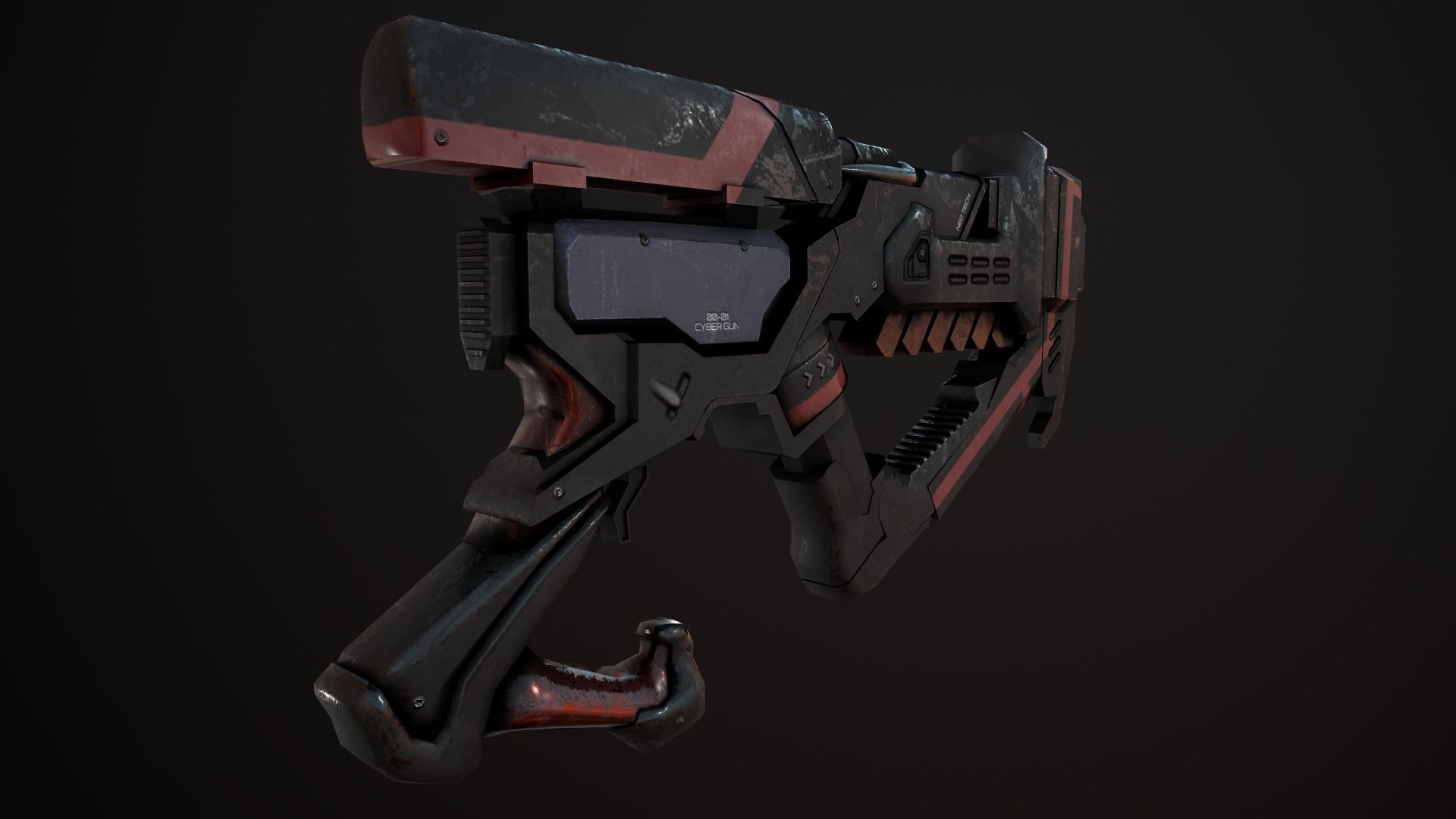 Sci-Fi Weapon - Cyber gun Low-poly 3D model_5