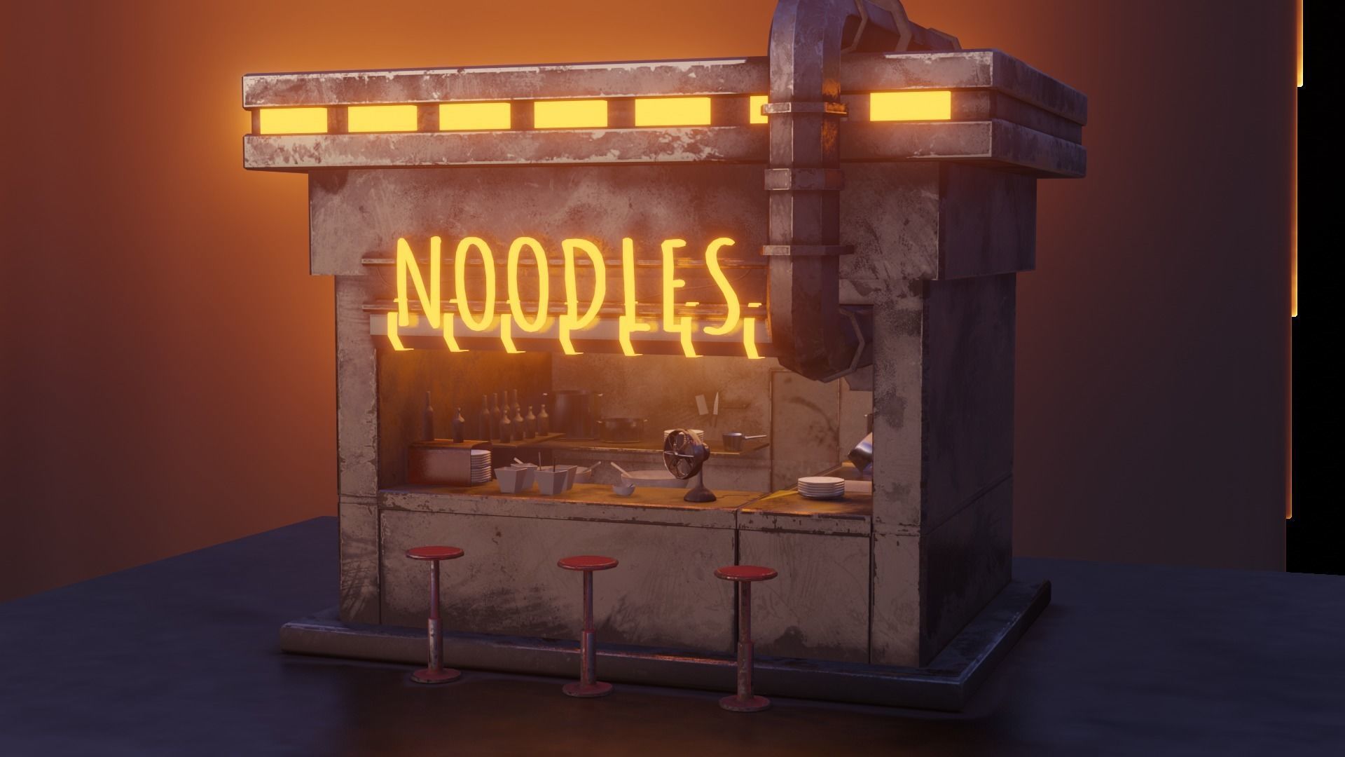 3D asset Noodle Shop CGTrader