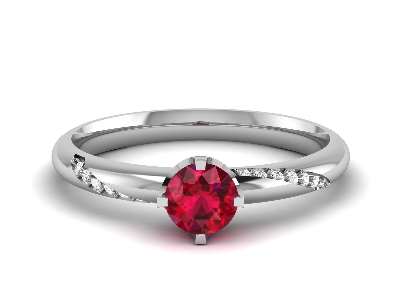 ring-8859 engagement ring with ruby stone and diamonds 3D print model_3