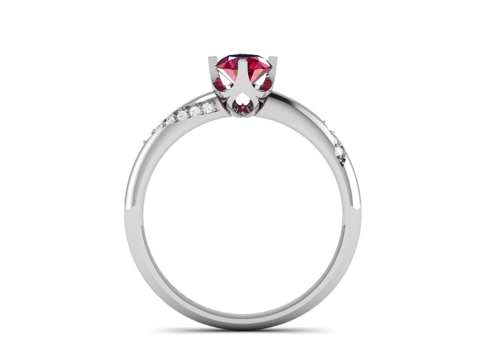ring-8859 engagement ring with ruby stone and diamonds 3D print model_1